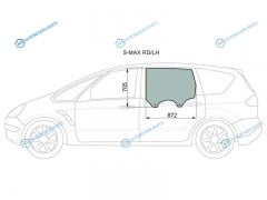 S-MAX RDLH Стекло заднее левое опускное FORD 06-15