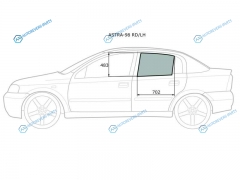 ASTRA-98 RDLH Стекло заднее левое опускное OPEL ASTRA G 345D 98-04CHEVROLET VIVA 4D 04-08