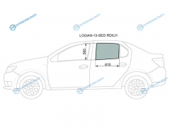 LOGAN-13-SED RDLH Стекло заднее левое опускное RENAULT LOGAN 14-