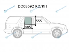 DD08692 RDRH Стекло заднее правое опускное CHEVROLET BLAZER S10 5D 95-05