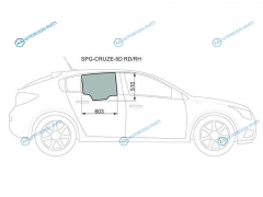 SPG-CRUZE-5D RDRH Стекло заднее правое опускное CHEVROLET CRUZE 5D 11-15