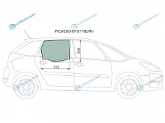PICASSO-07-ST RDRH Стекло заднее правое опускное CITROEN С4 PICASSO 07-13