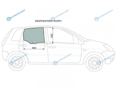 3562RGNH5RD RDRH Стекло заднее правое опускное FORD FIESTA 5D 01-08