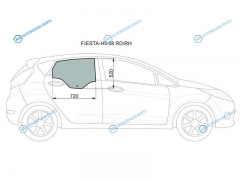 FIESTA-H5-08 RDRH Стекло заднее правое опускное FORD FIESTA 5D 08-