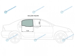 KE120W RDRH Стекло заднее правое опускное TOYOTA COROLLA 4D 00-06BYD F3 05