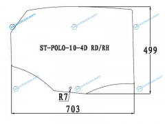 SPG-POLO-10-4D RDRH Стекло заднее правое опускное VOLKSWAGEN POLO V 4D SED 09-