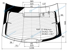 RAP-12-RWHX Стекло заднее с обогревом ( без отверстия) SKODA RAPID 12-VW POLO 20-