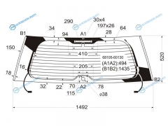 68105-60130 Стекло заднее с обогревом ( отв.) TOYOTA LAND CRUISER J200 07-21
