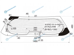 SCENIC-03-1H RWHX Стекло заднее с обогревом (1 отв) RENAULT SCENIC II 03-09