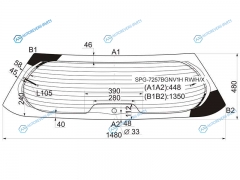 SPG-7257BGNV1H RWHX Стекло заднее с обогревом (1 отв) RENAULT SCENIC II 03-09