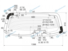 EP RWHX Стекло заднее с обогревом (6 отверстий) MAZDA TRIBUTE 00-08