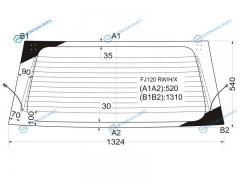 FJ120 RWHX Стекло заднее с обогревом (без отв.) TOYOTA LAND CRUISER PRADO 35D 02-09