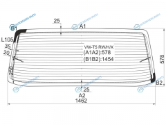 VW-T5 RWHX Стекло заднее с обогревом (без отв.) VOLKSWAGEN TRANSPORTER T5 03-15