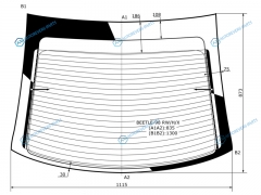 BEETLE-98 RWHX Стекло заднее с обогревом (без спойлера) VOLKSWAGEN NEW BEETLE 2D HBK 98-1