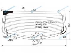 LAGUNA-STW-01 RWHX Стекло заднее с обогревом (не открывается) RENAULT LAGUNA II 5D WGN 01-07
