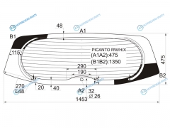 PICANTO RWHX Стекло заднее с обогревом (отв.) KIA 5D HBK 04-10