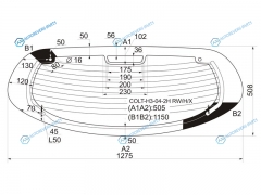 COLT-H3-04-2H RWHX Стекло заднее с обогревом (под спойлер) MITSUBISHI COLT Z2A 3D HBK 05-08