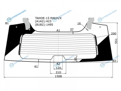 TAHOE-15 RWHX Стекло заднее с обогревом (с креплениями) CADILLAC ESCALADECHEVROLET SUBURBANTAHOEGMC YUKON 15-20