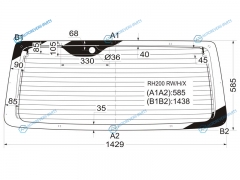 RH200 RWHX Стекло заднее с обогревом (с отв.) TOYOTA HIACE H200 STD CAB 04-