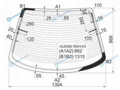 AUDI90 RWHX Стекло заднее с обогревом AUDI 80 B4 91-96 4D