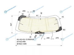 AU-A3-H3-13 RWHX Стекло заднее с обогревом AUDI A3 3D HBK 13-