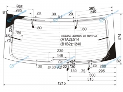 AUDIA3-3DHBK-03 RWHX Стекло заднее с обогревом AUDI A3S3 3D 03-12
