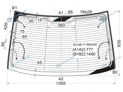 AU-A8-11 RWHX Стекло заднее с обогревом AUDI A8 (LONG) 4D 11-17