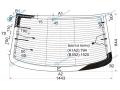 BMW745 RWHX Стекло заднее с обогревом BMW 7-SERIES E6566 01-08