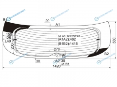 CI-C4-10 RWHX Стекло заднее с обогревом CITROEN C4 5D HBK 10-