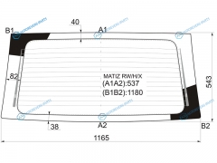 MATIZ RWHX Стекло заднее с обогревом DAEWOO (Сборка Узбекистан) 01-15