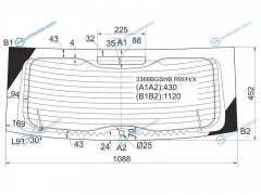 3366BGSHB RWHX Стекло заднее с обогревом FIAT 500 07-