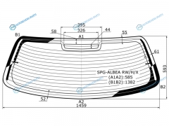 SPG-ALBEA RWHX Стекло заднее с обогревом FIAT ALBEA (RUS) 4D 02-12