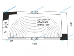 DOBLO RWHX Стекло заднее с обогревом FIAT 01-