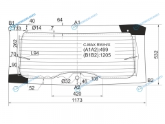 C-MAX RWHX Стекло заднее с обогревом FORD 03-10