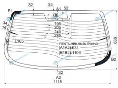 FIESTA-HBK-96-BL RWHX Стекло заднее с обогревом FORD FIESTA 35D 96-00