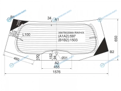 3567BGSMA RWHX Стекло заднее с обогревом FORD GALAXY 06-15