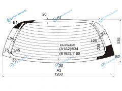 KA RWHX Стекло заднее с обогревом FORD 3D HBK 96-01