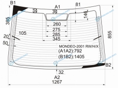 MONDEO-2001 RWHX Стекло заднее с обогревом FORD MONDEO 4D 00-07