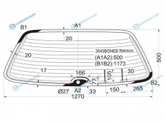 3543BGNEB RWHX Стекло заднее с обогревом FORD SIERRA 5D WGN 87-90