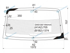 DW01097 RWHX Стекло заднее с обогревом FORD TAURUS 4D 86-91