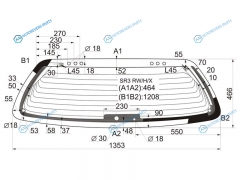 SR3 RWHX Стекло заднее с обогревом HONDA CIVIC 3D HBK 91-95