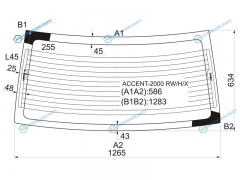 ACCENT-2000 RWHX Стекло заднее с обогревом HYUNDAI ACCENT (сборка Россия) 4D 00-12