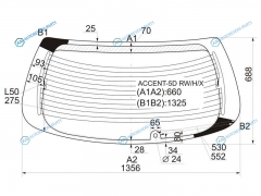 ACCENT-5D RWHX Стекло заднее с обогревом HYUNDAI ACCENT 35D HBK 94-00