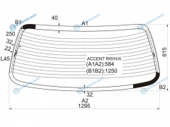 ACCENT RWHX Стекло заднее с обогревом HYUNDAI 4D 94-00