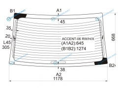 ACCENT-06 RWHX Стекло заднее с обогревом HYUNDAI ACCENTVERNA 4D 06-11