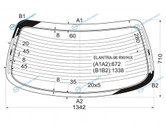 ELANTRA-96 RWHX Стекло заднее с обогревом HYUNDAI ELANTRAAVANTE 4D SED 96-00