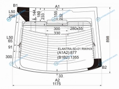 ELANTRA-5D-01 RWHX Стекло заднее с обогревом HYUNDAI ELANTRAAVANTE 5D HBK 00-06
