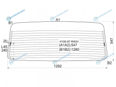 H100-97 RWH Стекло заднее с обогревом HYUNDAI GRACE H100 97-04