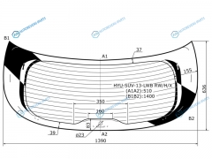HYU-SUV-13-LWB RWHX Стекло заднее с обогревом HYUNDAI GRAND SANTA FE 13-