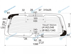 TRAJET RWHX Стекло заднее с обогревом HYUNDAI 00-08